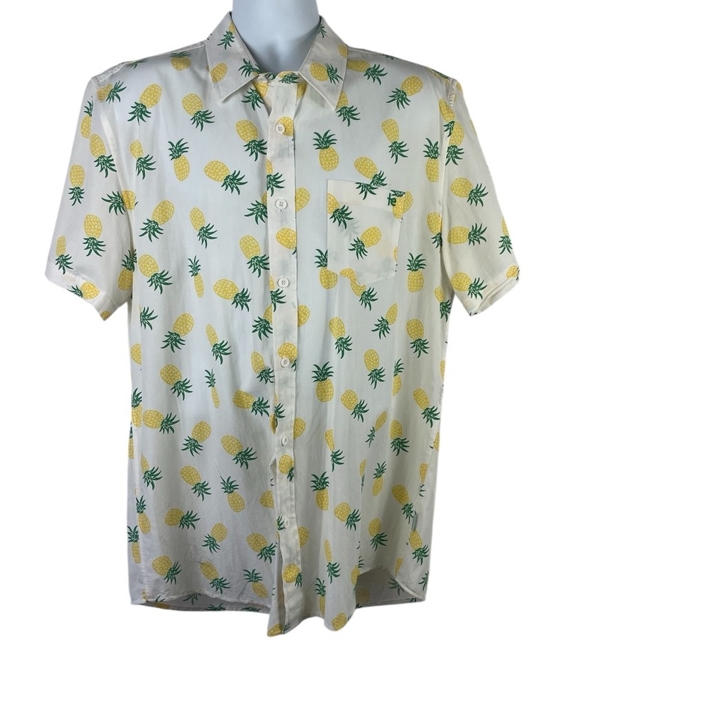 Tipsy Elves Pineapple‎ Print Casual Camp Shirt, XL